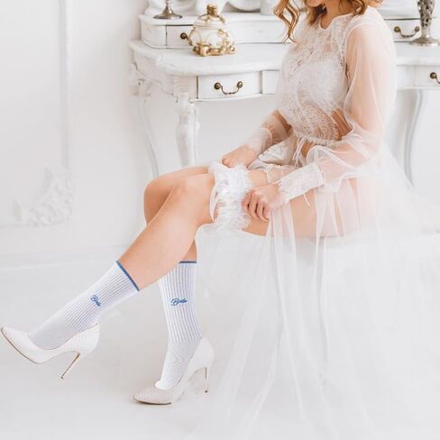 Bride Socks Bride To Be Something Blue Gift, Bride Gifts Soft Cotton Socks for Women Wedding Engagement Bridesmaid Bridal Shower Gifts Bachelorette Party Favor Honeymoon Essentials Decorations in Saudi Arabia