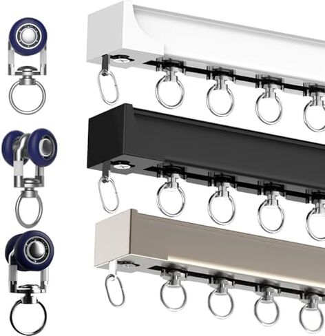 Wall Mounted Heavy-Duty Curtain Track System, Aluminum Room Divider for Living Room & Bedroom, Ceiling/Wall Installation, 280cm (9.2ft) – Stylish Black Solution in Saudi Arabia