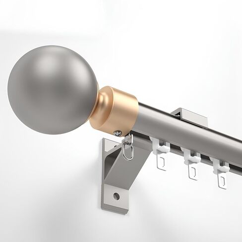 Champagne Sliding Curtain Rod Kit 100cm/3.3ft Wall Track with Round Decorative Head Perfect for Living Room Bedroom and Balcony Decor. in Saudi Arabia