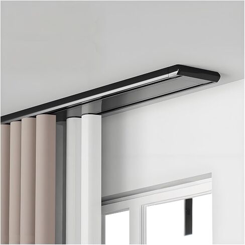 Silent Ceiling Mount Double Track with Pulley Aluminum Alloy Room Divider Rails for Living Room & Bedroom 5.2m (17.1ft) Black Sliding Curtain System in Kuwait