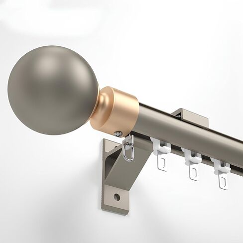 Sliding Curtain Rod KitAdjustable 230cm (2x115cm) with Round Decorative Head Wall Track for Living Room/Bedroom/BalconyStylish Blue Design in Saudi Arabia