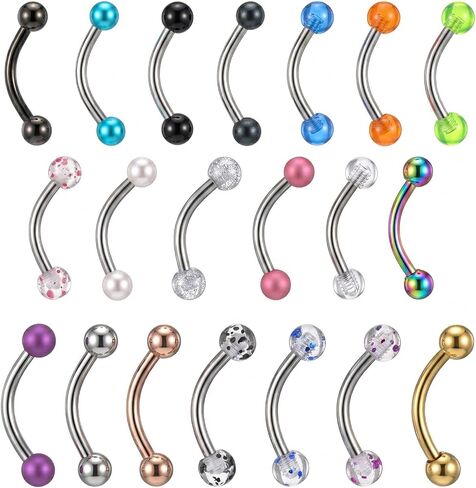 20 Pcs 16G Rook Piercing Jewelry Lip Earrings Jewelry Vertical Labret Curved Barbell Eyebrow Rings Stainless Steel Snake Eye Tongue Daith Piercing Ring for Men Women in Saudi Arabia