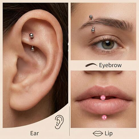 20 Pcs 16G Rook Piercing Jewelry Lip Earrings Jewelry Vertical Labret Curved Barbell Eyebrow Rings Stainless Steel Snake Eye Tongue Daith Piercing Ring for Men Women in Saudi Arabia