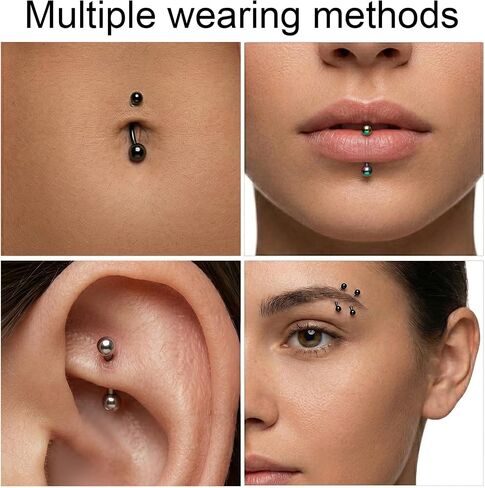 20 Pcs 16G Rook Piercing Jewelry Lip Earrings Jewelry Vertical Labret Curved Barbell Eyebrow Rings Stainless Steel Snake Eye Tongue Daith Piercing Ring for Men Women in Saudi Arabia