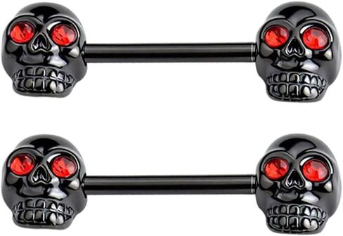Gothic Skull Nipple Rings for Women Punk Skeleton Industrial Nipplerings Nipple Piercing Barbell Nipple Shield Studs Industrial Barbell Earrings Halloween Body Jewelry in Kuwait