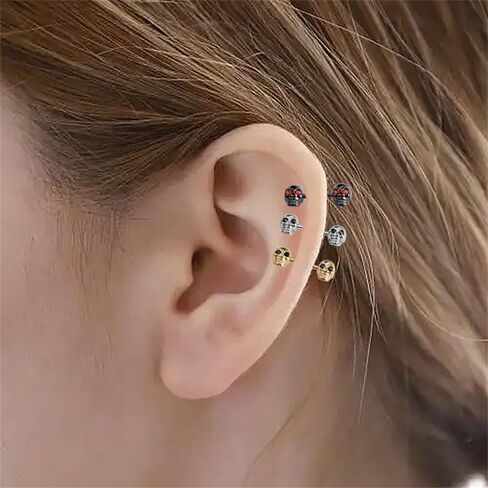 Gothic Skull Nipple Rings for Women Punk Skeleton Industrial Nipplerings Nipple Piercing Barbell Nipple Shield Studs Industrial Barbell Earrings Halloween Body Jewelry in Kuwait