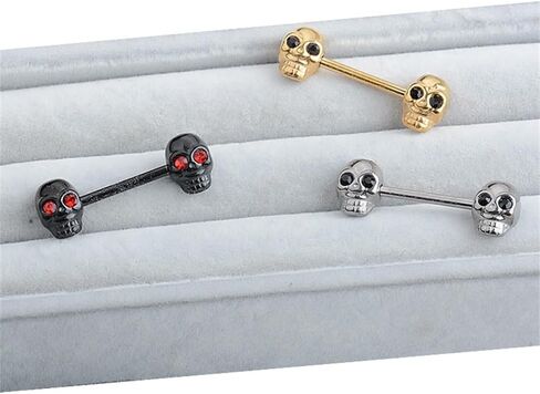 Gothic Skull Nipple Rings for Women Punk Skeleton Industrial Nipplerings Nipple Piercing Barbell Nipple Shield Studs Industrial Barbell Earrings Halloween Body Jewelry in Kuwait