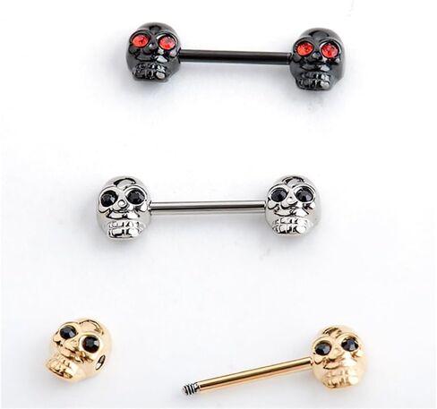Gothic Skull Nipple Rings for Women Punk Skeleton Industrial Nipplerings Nipple Piercing Barbell Nipple Shield Studs Industrial Barbell Earrings Halloween Body Jewelry in Kuwait