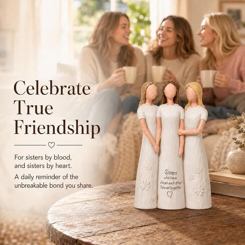 Sisters Gifts for Women, Three Sisters Figurine, Sister Birthday Gifts from Sister, Hand Painted Resin Sisterhood Statue Keepsake Decor Meaningful Sisters Gift in Saudi Arabia