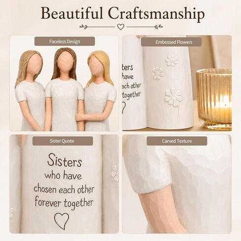 Sisters Gifts for Women, Three Sisters Figurine, Sister Birthday Gifts from Sister, Hand Painted Resin Sisterhood Statue Keepsake Decor Meaningful Sisters Gift in Saudi Arabia
