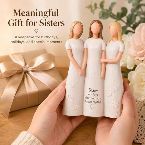 Sisters Gifts for Women, Three Sisters Figurine, Sister Birthday Gifts from Sister, Hand Painted Resin Sisterhood Statue Keepsake Decor Meaningful Sisters Gift in Saudi Arabia