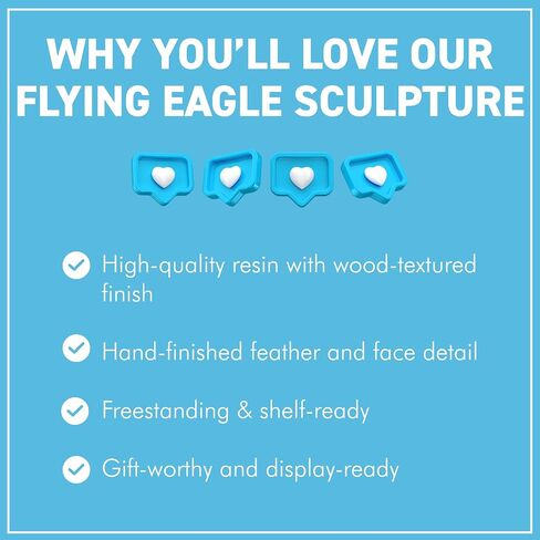 Thorness 𝗙𝗟𝗬𝗜𝗡𝗚 𝗘𝗔𝗚𝗟𝗘 𝗦𝗖𝗨𝗟𝗣𝗧𝗨𝗥𝗘, Resin Wood Effect Bird of Prey Figurine, Decorative Wildlife Ornament for Home & Office in Saudi Arabia