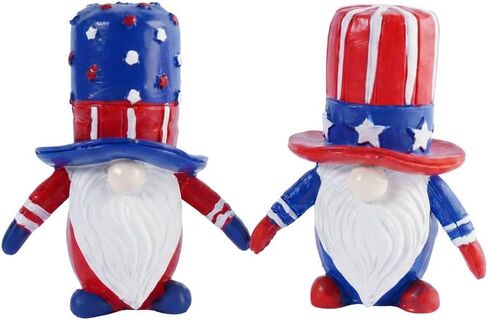 Gnomes Patriotic Decorations 4th of July Table Decorations 2 Piece Resin Gnome Figurines Red White and Blue Freestanding Tabletop Decor for Shelf Mantel Tiered Tray in Saudi Arabia