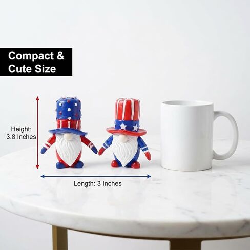Gnomes Patriotic Decorations 4th of July Table Decorations 2 Piece Resin Gnome Figurines Red White and Blue Freestanding Tabletop Decor for Shelf Mantel Tiered Tray in Saudi Arabia