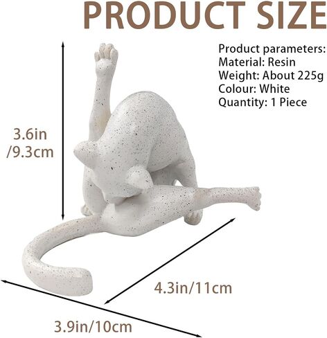 No Shame Cat Licking Butt Sculpture, Funny Cat Figurine Home Decor, Whimsical Kitty Ornaments Centerpiece, Artificial Resin Kitty Statues Decor Gifts for Cats Lovers, White Cat, 1 Piece in Saudi Arabia