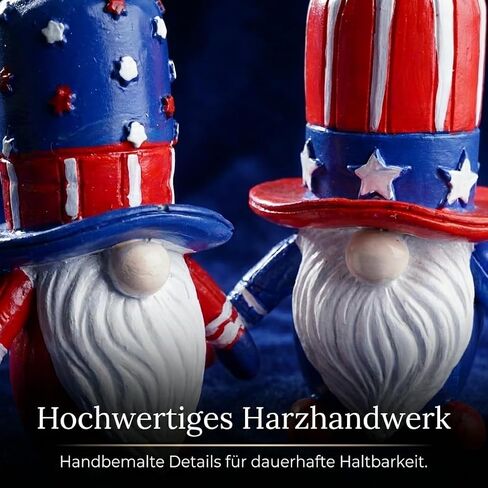 Gnomes Patriotic Decorations 4th of July Table Decorations 2 Piece Resin Gnome Figurines Red White and Blue Freestanding Tabletop Decor for Shelf Mantel Tiered Tray in Saudi Arabia