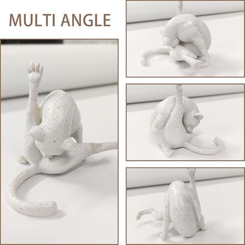No Shame Cat Licking Butt Sculpture, Funny Cat Figurine Home Decor, Whimsical Kitty Ornaments Centerpiece, Artificial Resin Kitty Statues Decor Gifts for Cats Lovers, White Cat, 1 Piece in Saudi Arabia