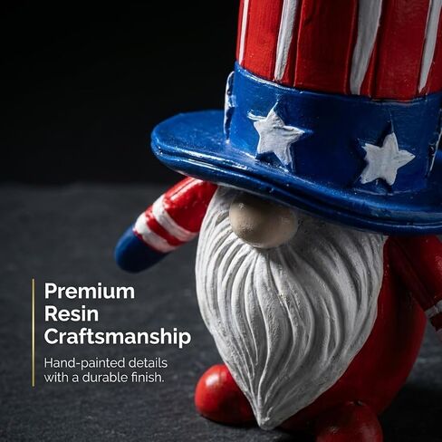 Gnomes Patriotic Decorations 4th of July Table Decorations 2 Piece Resin Gnome Figurines Red White and Blue Freestanding Tabletop Decor for Shelf Mantel Tiered Tray in Saudi Arabia