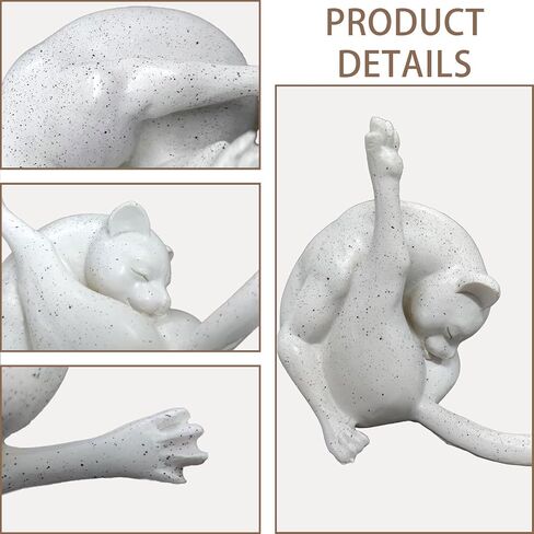 No Shame Cat Licking Butt Sculpture, Funny Cat Figurine Home Decor, Whimsical Kitty Ornaments Centerpiece, Artificial Resin Kitty Statues Decor Gifts for Cats Lovers, White Cat, 1 Piece in Saudi Arabia