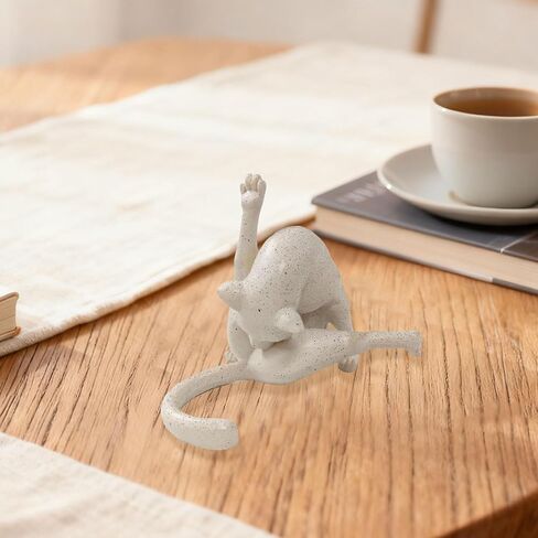 No Shame Cat Licking Butt Sculpture, Funny Cat Figurine Home Decor, Whimsical Kitty Ornaments Centerpiece, Artificial Resin Kitty Statues Decor Gifts for Cats Lovers, White Cat, 1 Piece in Saudi Arabia