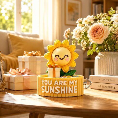 You are My Sunshine Wind-Up Music Box – Cute Sunflower Figurine, Mechanical Musical Ornament, Decorative Gift for Mom, Daughter, Girlfriend, Birthday & Home Décor in Saudi Arabia