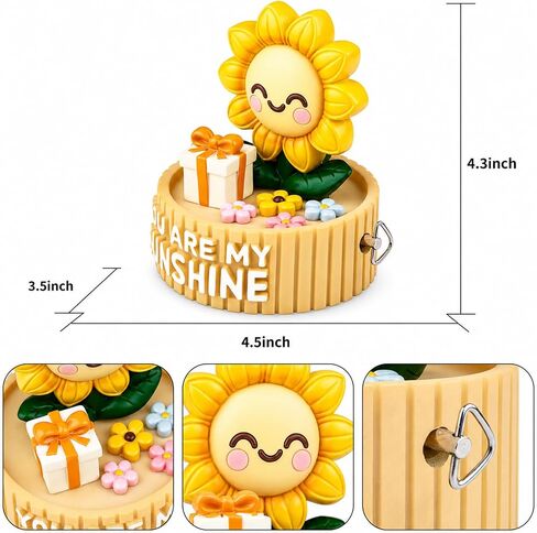 You are My Sunshine Wind-Up Music Box – Cute Sunflower Figurine, Mechanical Musical Ornament, Decorative Gift for Mom, Daughter, Girlfriend, Birthday & Home Décor in Saudi Arabia