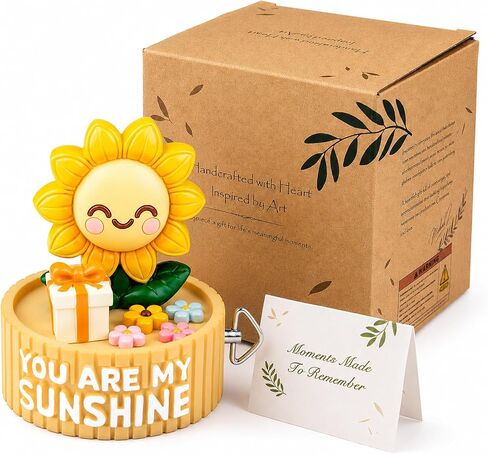You are My Sunshine Wind-Up Music Box – Cute Sunflower Figurine, Mechanical Musical Ornament, Decorative Gift for Mom, Daughter, Girlfriend, Birthday & Home Décor in Saudi Arabia
