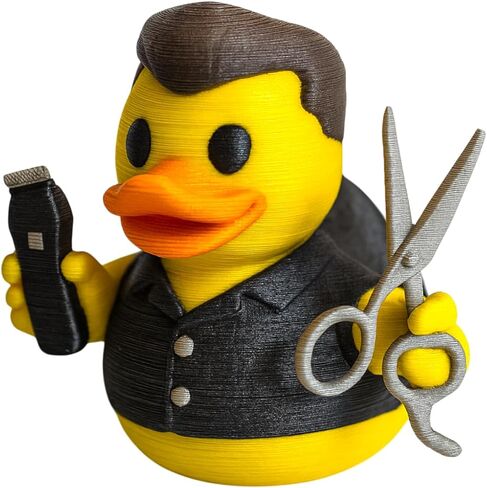 Barber Duck Collectible Figurine - Unique Hair Stylist Desk Decor with Scissors for Collectors and Duck Lovers - 3D Printed in Canada in Saudi Arabia