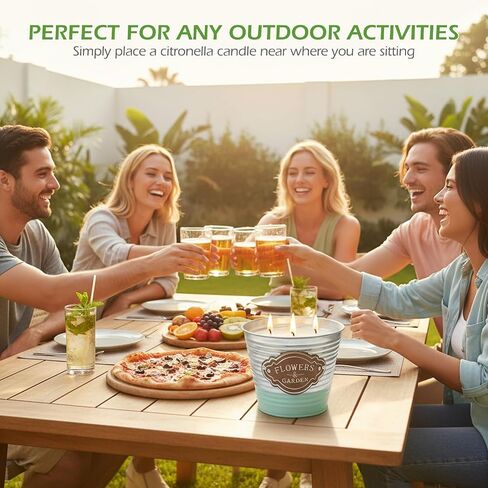 Citronella Candles Outdoor,2 Pack Large Citronella Candles,3-Wick Natural Soy Wax Lemongrass Candle,180 Hours Long Lasting Burning Outdoor Candle for Patio Yard Balcony Camping & Home Decor in Saudi Arabia