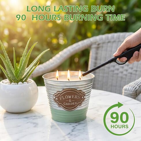 Citronella Candles Outdoor,2 Pack Large Citronella Candles,3-Wick Natural Soy Wax Lemongrass Candle,180 Hours Long Lasting Burning Outdoor Candle for Patio Yard Balcony Camping & Home Decor in Saudi Arabia
