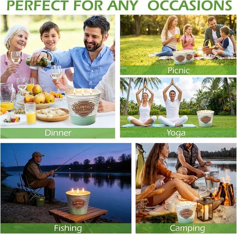 Citronella Candles Outdoor,2 Pack Large Citronella Candles,3-Wick Natural Soy Wax Lemongrass Candle,180 Hours Long Lasting Burning Outdoor Candle for Patio Yard Balcony Camping & Home Decor in Saudi Arabia