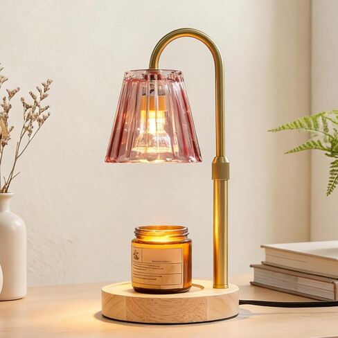 Candeldo Candle Warmer Lamp with Timer: Pink Candle Warming Lamp with 2 Bulbs Height Adjustable Wax Melt Dimmable Home Decor Mom Birthday Gift for Women in Saudi Arabia