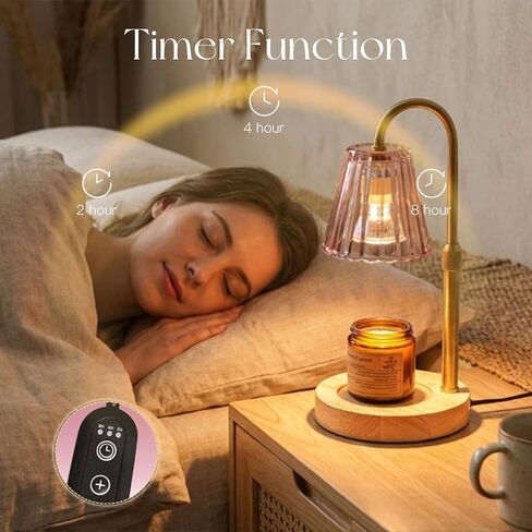 Candeldo Candle Warmer Lamp with Timer: Pink Candle Warming Lamp with 2 Bulbs Height Adjustable Wax Melt Dimmable Home Decor Mom Birthday Gift for Women in Saudi Arabia