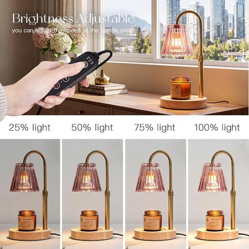 Candeldo Candle Warmer Lamp with Timer: Pink Candle Warming Lamp with 2 Bulbs Height Adjustable Wax Melt Dimmable Home Decor Mom Birthday Gift for Women in Saudi Arabia