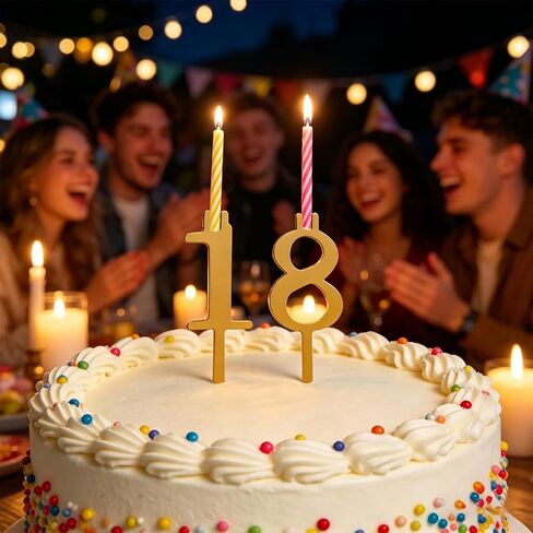 20Pcs Number Birthday Candle Holder Set 0-9, Reusable Stainless Steel Gold Cake Topper Decorations for Birthday Wedding Anniversary Parties Includes a Birthday Hat in Saudi Arabia
