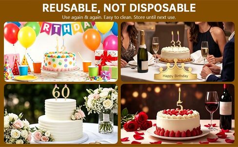 20Pcs Number Birthday Candle Holder Set 0-9, Reusable Stainless Steel Gold Cake Topper Decorations for Birthday Wedding Anniversary Parties Includes a Birthday Hat in Saudi Arabia