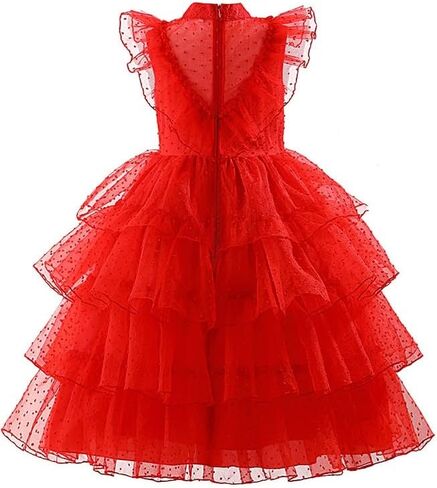 Lydia Deetz Costume Red Christmas Party Gothic Ghost Wedding Dress for Girls Kids Halloween Cosplay 4-12Y in Saudi Arabia