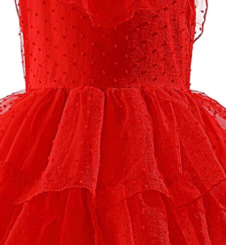 Lydia Deetz Costume Red Christmas Party Gothic Ghost Wedding Dress for Girls Kids Halloween Cosplay 4-12Y in Saudi Arabia