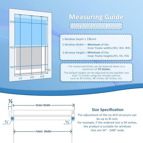 Smart Motorized Blinds with Remote, Cordless No-Drill Automatic Roller Shades, Blackout Electric Blind for Windows, White, 27 x 72 in Saudi Arabia