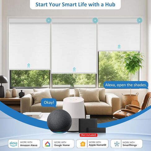 Smart Motorized Blinds with Remote, Cordless No-Drill Automatic Roller Shades, Blackout Electric Blind for Windows, White, 27 x 72 in Saudi Arabia