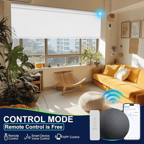 BERISSA Motorized Blinds with Remote,Blackout&Light Filtering Smart Blinds for Windows,Linen Fabric,Remote Control,Customized Automatic Blinds,Electric Blinds with Solar Pannel/USB.Custom Color in Kuwait