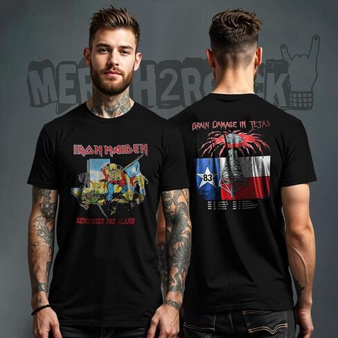 تي شيرت Iron Maiden للرجال تذكر The Alamo باللون الأسود | بضائع مرخصة رسميًا in Kuwait