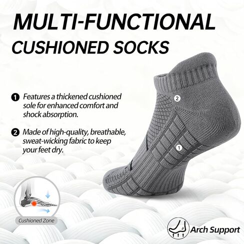 Ankle Socks For Men Size 9-13,Cotton low cut Socks,Compression Athletic Sport for Running Hiking Cycling With Heel Tab in Kuwait