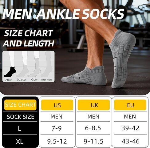Ankle Socks For Men Size 9-13,Cotton low cut Socks,Compression Athletic Sport for Running Hiking Cycling With Heel Tab in Kuwait