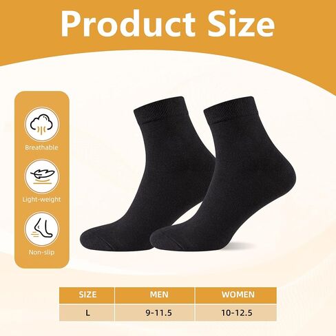 Eurzom 4 Pairs Silk Liner Ankle Socks for Men Women Lightweight Ankle No Show Moisture Wicking Socks for Adult Hiking Athletic Running Liner, Black, L in Kuwait