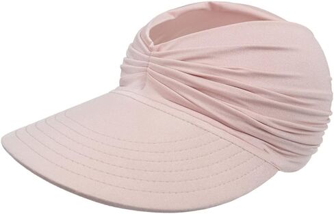 Womens Summer Visor Wide Large Brim UV 50+ Protection for Women Lightweight Pleated Beach Sports Pony Tail Sunblock Cap Hat in Saudi Arabia