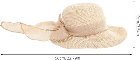 Healeved Women Hats Fashion Large Straw Beach Hat with Bowknot Wide Brim Sun Protection Cap Lightweight for Outdoor Summer Activities in Kuwait