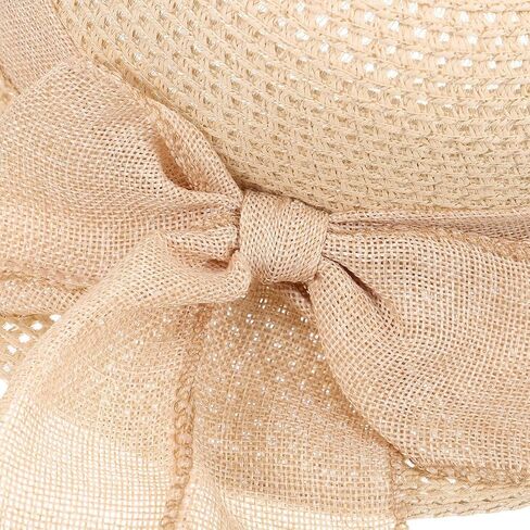 Healeved Women Hats Fashion Large Straw Beach Hat with Bowknot Wide Brim Sun Protection Cap Lightweight for Outdoor Summer Activities in Kuwait