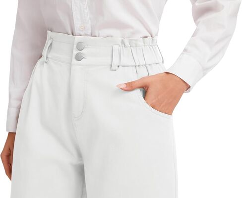 Bermuda Shorts for Women Knee Length High Waisted Cotton Elastic Wasit Summer Dressy Casual Long Chino Shorts in Kuwait