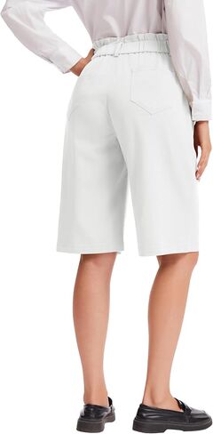 Bermuda Shorts for Women Knee Length High Waisted Cotton Elastic Wasit Summer Dressy Casual Long Chino Shorts in Kuwait